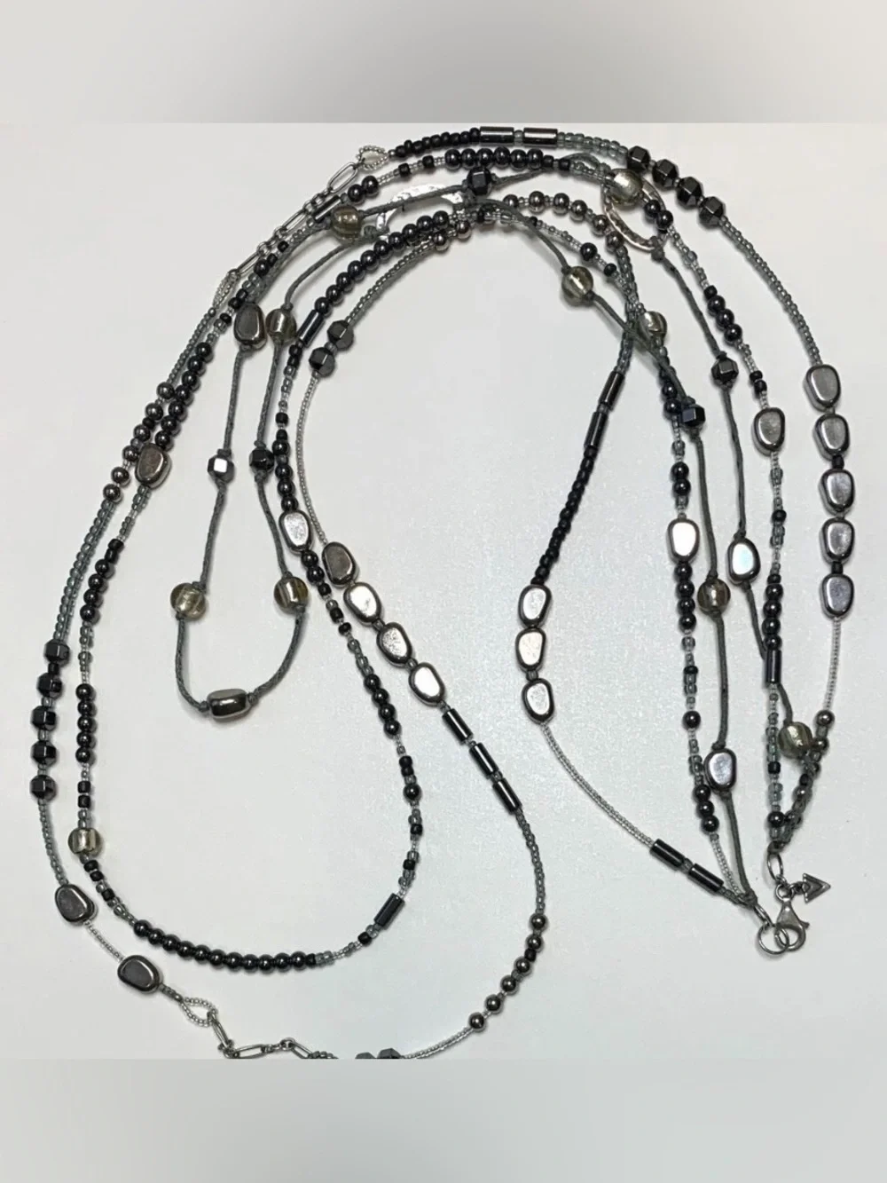 * Silpada Dewdrops Multi-Strand Sterling Hematite Bead Necklace N2097 *